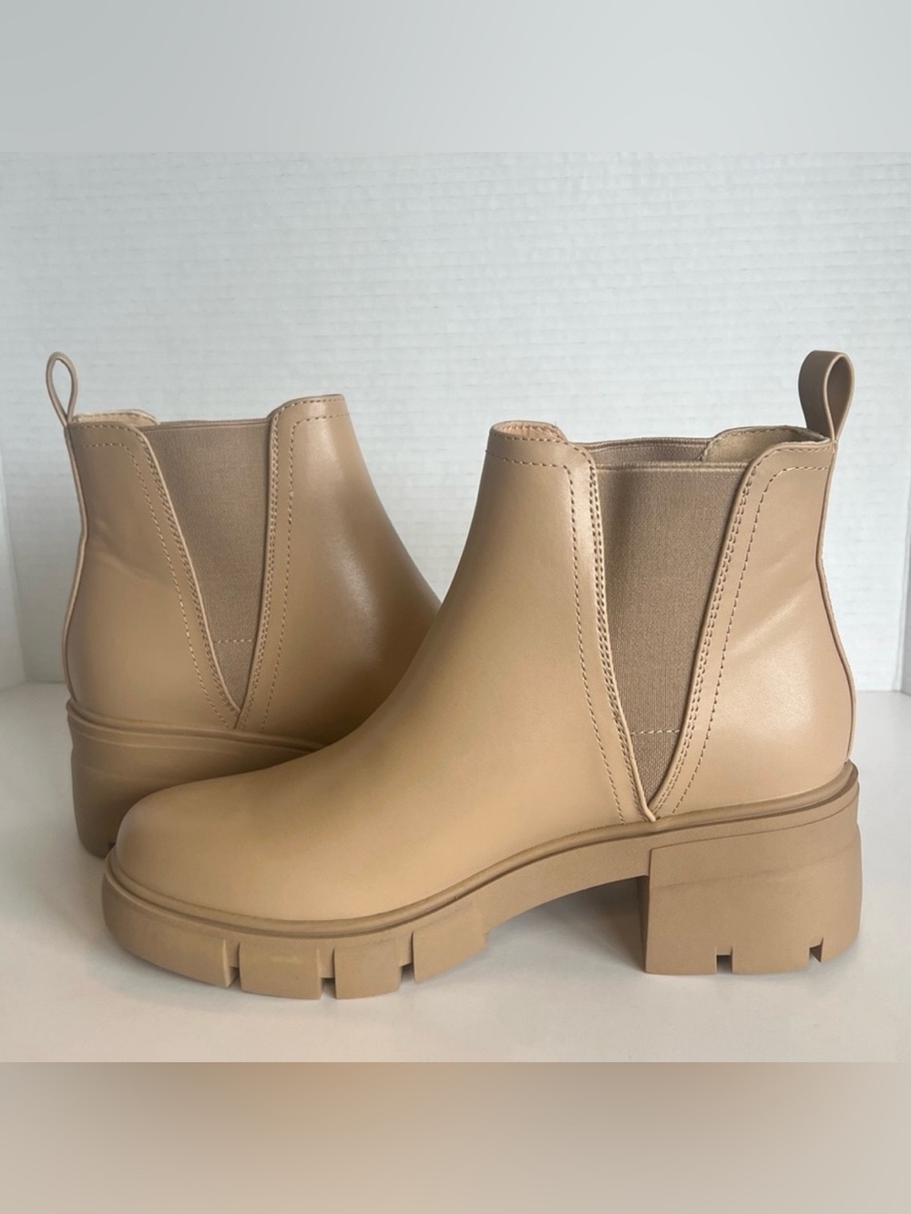 REDTOP Chelsea Boots Elastic Chunky Block Heel Platform Lug Sole Ankle Booties 8